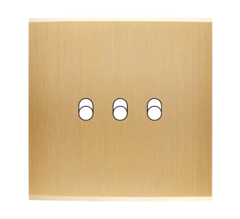 Interrupteur*Modelec Façade, Confidence, Simple, Laiton brossé, Interrupteur x3, L8cm, H8cm -