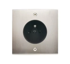 Prise*Modelec Façade, Confidence, Simple, Nickel satiné, Prise-2P+T x1, À vis, L8cm, H8cm -