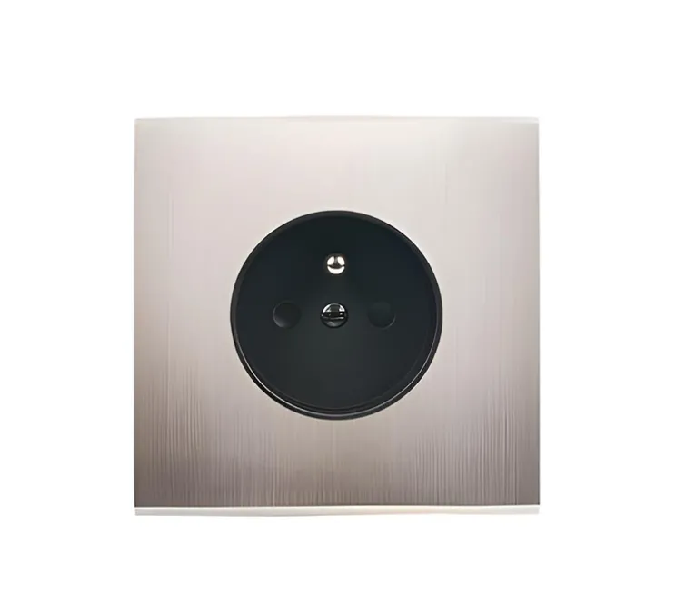 Façade, Confidence, Simple, Nickel satiné, Prise-2P+T x1, L8cm, H8cm - Modelec