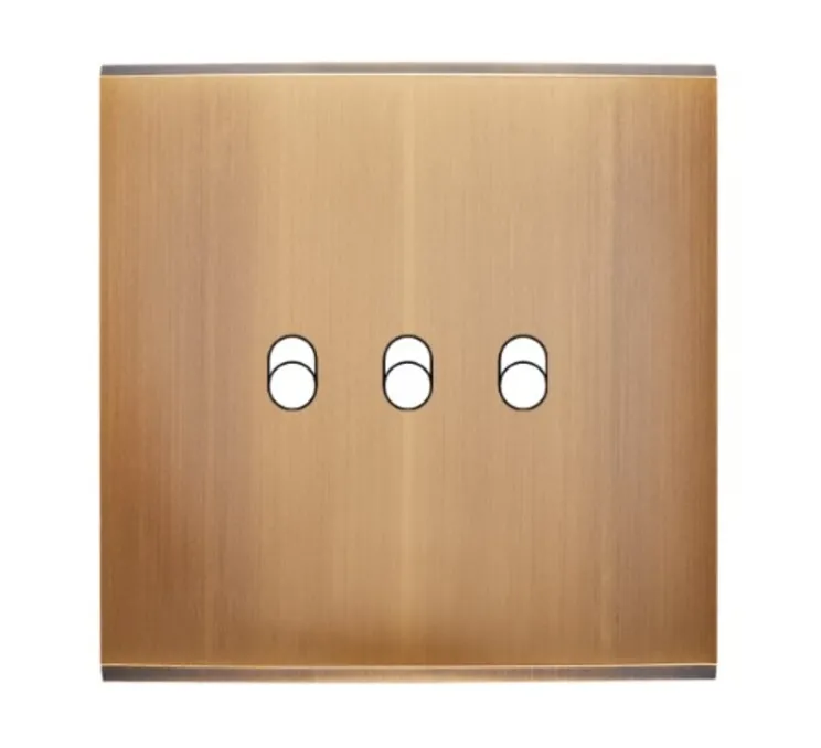 Façade, Confidence, Simple, Vieux bronze, Interrupteur x3, L8cm, H8cm - Modelec