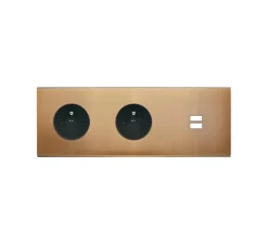 Façade, Confidence, Triple horizontal, Vieux bronze, Prise-PC x 2 et USB A x2, L22cm, H8cm - Modelec