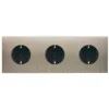 Façade, Confidence, Triple horizontal, Acier brossé, Prise-Schuko x3, L29,3cm, H8cm - Modelec