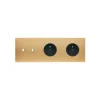 Interrupteur|Prise*Modelec Façade, Confidence, Triple horizontal, Laiton brossé, Interrupteur x2, Prise-2P+T x2, L22,2cm, H8cm -