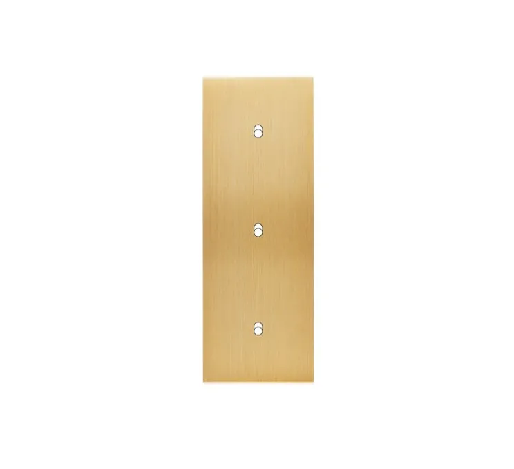 Façade, Confidence, Triple vertical, Laiton brossé, Interrupteur x3, L8cm, H22,2cm - Modelec