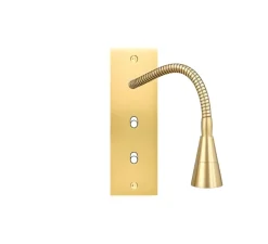 Interrupteur*Modelec Façade, Confidence, Étroite longue, Laiton Satiné, Liseuse x1 et Interrupteur x2, L4cm, H12,5cm -