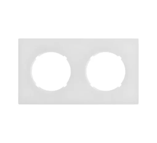 Façade, DOM, Double horizontal ou vertical, Blanc mat, Interrupteur ou prise, L15,7cm, H8,6cm - Fontini