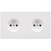 Prise*Modelec Façade, Désir, Double horizontal, Blanc mat, Prise-PC x2, L15,1cm, H8cm -