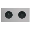 Façade, Désir, Double horizontal, Aluminium mat, Prise-2P+T x2, L15,1cm, H8cm - Modelec