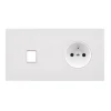 Prise*Modelec Façade, Désir, Double horizontal, Blanc mat, Prise-RJ45 x1 et Prise-PC x1, L15,1cm, H8cm -