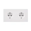 Façade, Désir, Double horizontal, Blanc mat, Prise-Schuko x2, L15,1cm, H8cm - Modelec