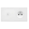 Façade, Désir, Double horizontal, Blanc mat, Interrupteur x1, Prise-2P+T x1, L15,1cm, H8cm - Modelec