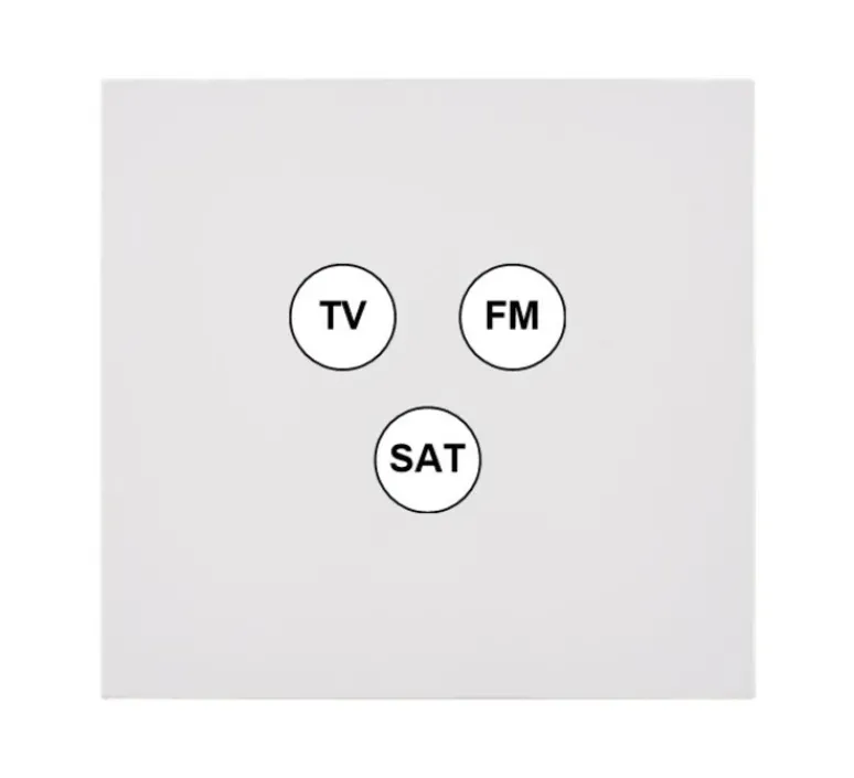 Prise*Modelec Façade, Désir, Simple, Blanc mat, Prise-TV-FM-SAT, L8cm, H8cm -