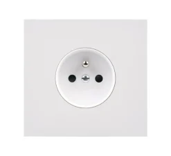 Façade, Désir, Simple, Blanc mat, Prise-PC x1, L8cm, H8cm - Modelec