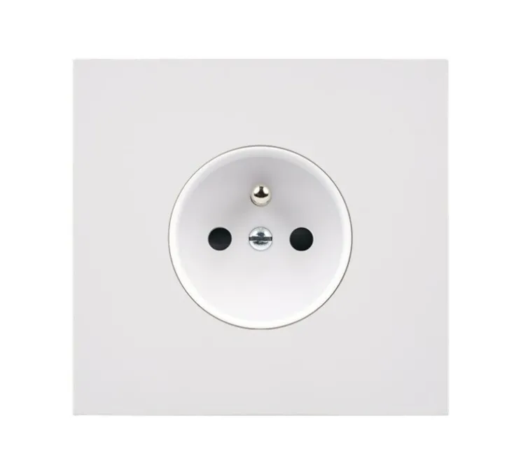 Façade, Désir, Simple, Blanc mat, Prise-PC x1, L8cm, H8cm - Modelec