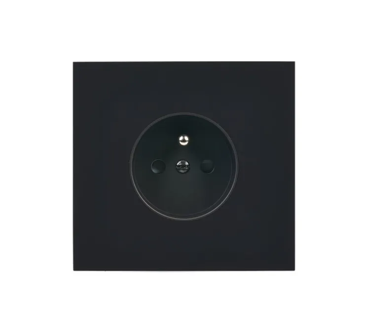 Façade, Désir, Simple, Noir mat, Prise-2P+T x1, L8cm, H8cm - Modelec