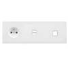 Façade, Désir, Triple horizontal, Blanc mat, Prise-PC x1, Prise-USB C x2, Prise-RJ45 x1, L22,2cm, H8cm - Modelec