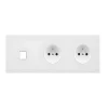 Prise*Modelec Façade, Désir, Triple horizontal, Blanc mat, Prise-PC x2, Prise-RJ45 x1, L22,2cm, H8cm -