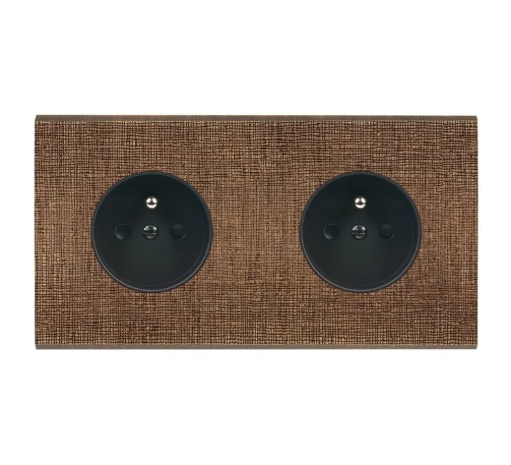 Façade, Fascination, Double horizontal, Coslan, Prise-2P+T x2, L15,1cm, H8cm - Modelec