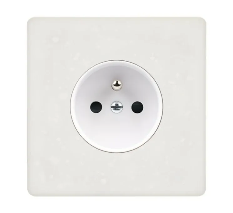 Façade, Hitera, Simple, Blanc terrazzo, Prise-PC x1, L8,5cm, H8,5cm - Modelec