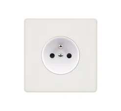 Prise*Modelec Façade, Hitera, Simple, Blanc soft touch, Prise-2P+T x1, L8,5cm, H8,5cm -