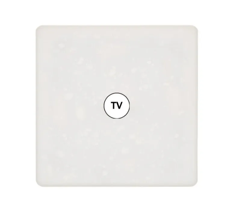 Prise*Modelec Façade, Hitera, Simple, Blanc terrazzo, Prise-TV x1, L8,5cm, H8,5cm -