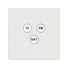 Façade, Hitera, Simple, Blanc terrazzo, Prise-TV-FM-SAT x1, L8,5cm, H8,5cm - Modelec