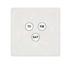 Façade, Hitera, Simple, Blanc terrazzo, Prise-TV-FM-SAT x1, L8,5cm, H8,5cm - Modelec
