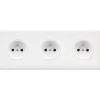 Prise*Modelec Façade, Hitera, Triple horizontal, Blanc terrazzo, Prise-2P+T x3, L22,7cm, H8,5cm -