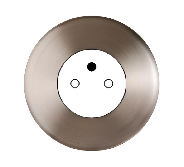 Prise*Modelec Façade, Iris Horizon, Simple, Nickel satiné, Prise-PC x1, L8cm, H8cm -