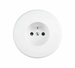Façade, Iris, Rond, Blanc soft touch, Prise-PC x1, L8cm, H8cm - Modelec