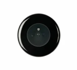 Prise*Modelec Façade, Iris, Rond, Porcelaine noir, Prise-PC x1, L8,4cm, H8,4cm -