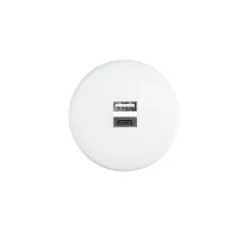 Façade, Iris, Simple, Blanc satin, Prise-USB A/C x1, L8cm, H8cm - Modelec