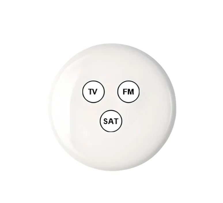 Prise*Modelec Façade, Iris, Simple, Porcelaine blanc, Prise TV-FM-SAT, L8,4cm, H8,4cm -