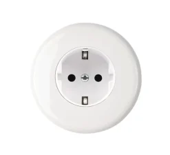 Façade, Iris, Simple, Porcelaine blanc, Prise-Schuko x1, L8cm, H8cm - Modelec