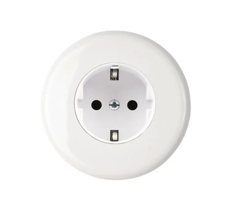 Façade, Iris, Simple, Porcelaine blanc, Prise-Schuko x1, L8cm, H8cm - Modelec