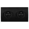 Façade, Karo, Double horizontal, Noir satin, Prise-2P+T x2, L15,1cm, H8cm - Modelec