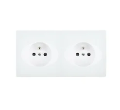 Prise*Modelec Façade, Karo, Double horizontal, Blanc soft touch, Prise-PC x2, L15,1cm, H8cm -