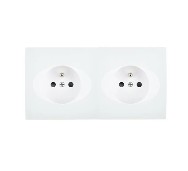 Prise*Modelec Façade, Karo, Double horizontal, Blanc soft touch, Prise-PC x2, L15,1cm, H8cm -