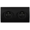 Façade, Karo, Double horizontal, Noir sof touch, Prise-PC x2, L15,1cm, H8cm - Modelec
