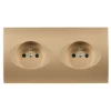 Façade, Karo, Double horizontal, Doré satin, Prise-2P+T x2, L15,1cm, H8cm - Modelec