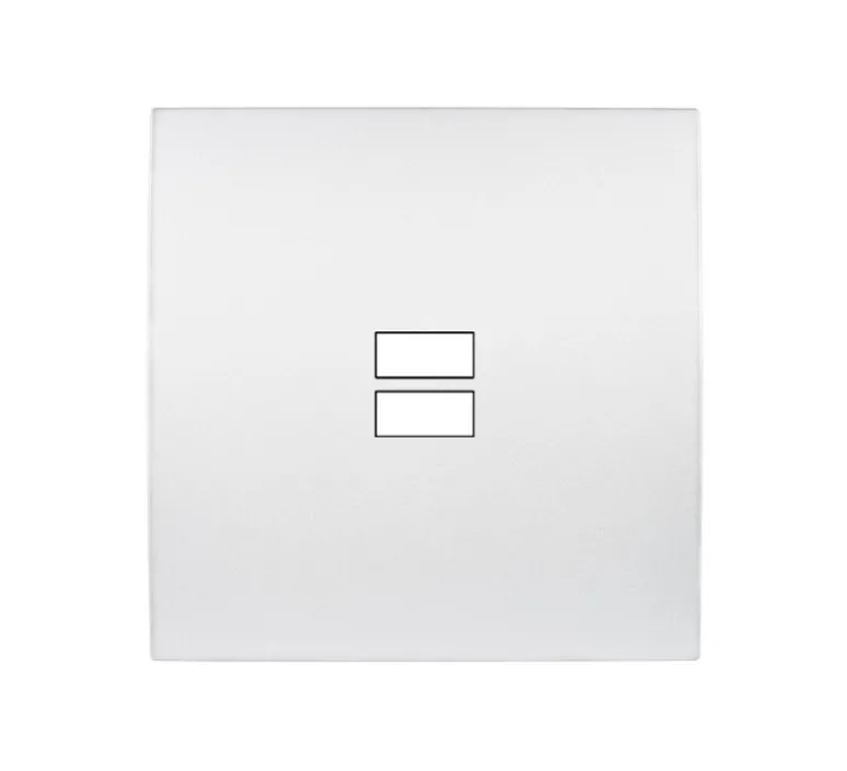 Prise*Modelec Façade, Karo, Simple, Blanc satin, Prise-USB x2, L8cm, H8cm -