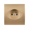 Façade, Karo, Simple, Doré satin, Prise-2P+T x1, L8cm, H8cm - Modelec