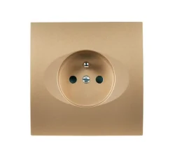 Façade, Karo, Simple, Doré satin, Prise-2P+T x1, L8cm, H8cm - Modelec