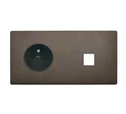 Prise*Modelec Façade, M, Double horizontal, Canon de fusil, Prise-2P+T x1, Haut parleur x1, L15,1cm, H8cm -