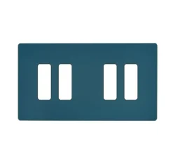 Façade, M, Double horizontal, Bleu gris mat, Interrupteur x2 et Interrupteur x2, L15,1cm, H8cm - Modelec