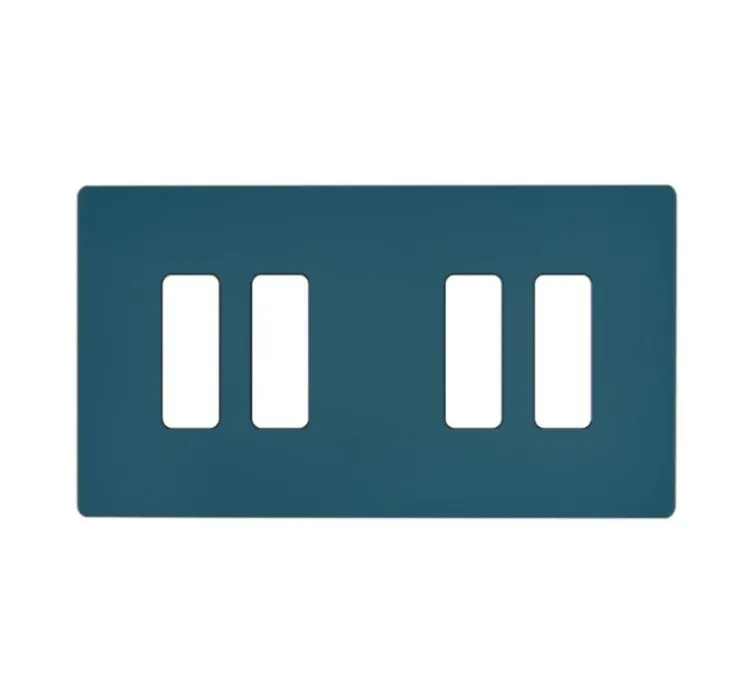 Façade, M, Double horizontal, Bleu gris mat, Interrupteur x2 et Interrupteur x2, L15,1cm, H8cm - Modelec