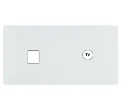 Façade, M, Double horizontal, Blanc mat, Prise-RJ45 x1, Prise-TV x1, L15,1cm, H8cm - Modelec