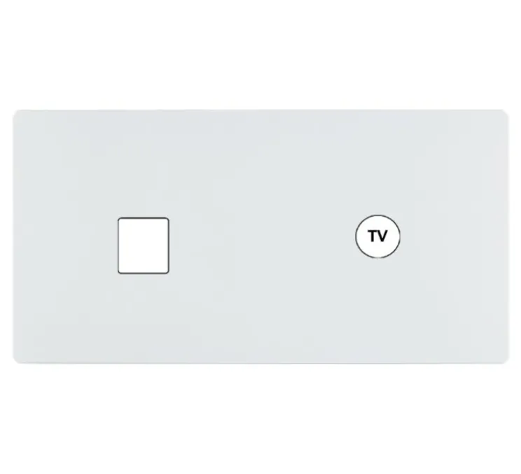 Façade, M, Double horizontal, Blanc mat, Prise-RJ45 x1, Prise-TV x1, L15,1cm, H8cm - Modelec
