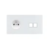 Prise*Modelec Façade, M, Double horizontal, Blanc mat, Prise-2P+T x1, Prise-RJ45 x2, L15,1cm, H8cm -