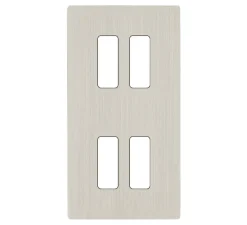 Interrupteur*Modelec Façade, M, Double vertical, Nickel brossé, Interrupteur x4, L8cm, H15,1cm -